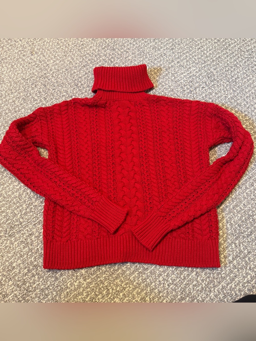 Ralph Lauren Red Cable-Knit Turtleneck Sweater